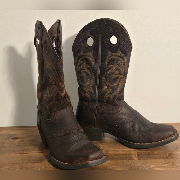 Justin Stampede Western Leather Cowboy Boots Style 2523 Men's Size 8.5D - Picture 2 of 13